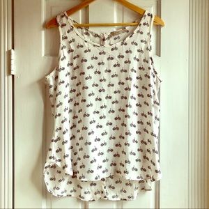 Loft Semi-sheer Tank with Bicycle Pattern